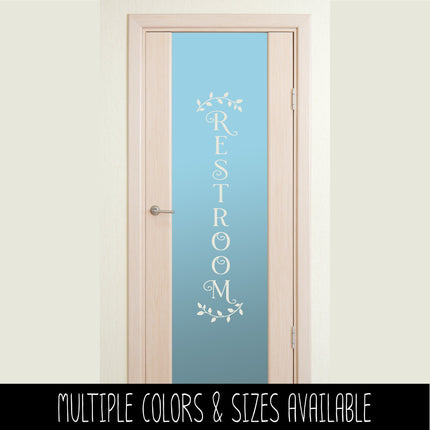 Vertical Curved Leaves Restroom Vinyl Decal/Sticker