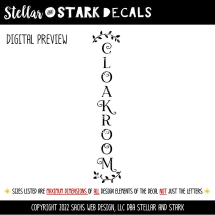 Vertical Cloakroom Vinyl Decal/Sticker