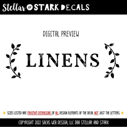 Linens with Curved Leaves Vinyl Decal/Sticker