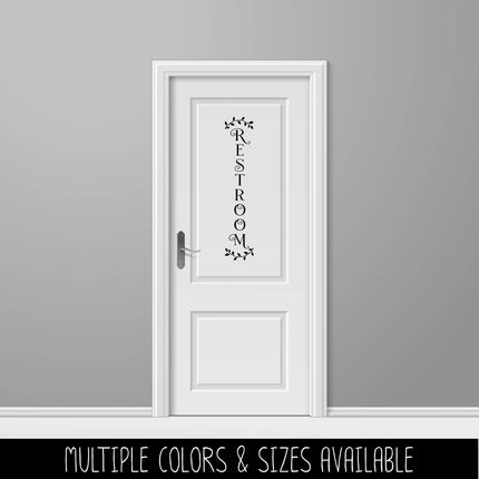 Vertical Curved Leaves Restroom Vinyl Decal/Sticker