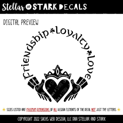 Claddagh Ring Friendship Loyalty Love Vinyl Decal/Sticker