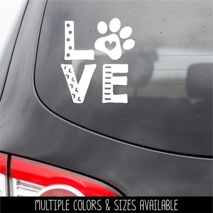 Love with Paw Vinyl Decal/Sticker