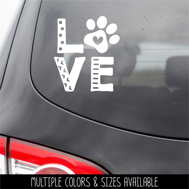 Love with Paw Vinyl Decal/Sticker