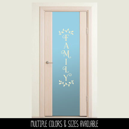Vertical Family Curved Leaves Vinyl Decal/Sticker