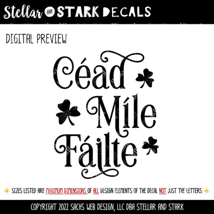Cead Mile Failte Vinyl Decal/Sticker