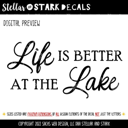 Life is Better at the Lake Vinyl Decal/Sticker