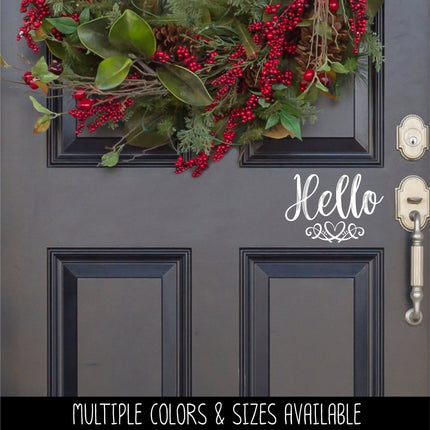 Hello with Heart Scroll Vinyl Decal/Sticker