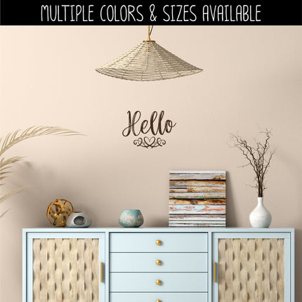 Hello with Heart Scroll Vinyl Decal/Sticker
