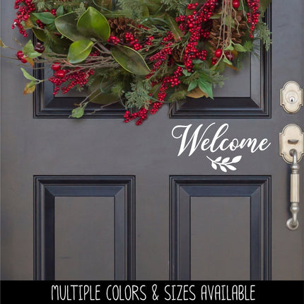 Welcome with Leaves Scroll Vinyl Decal/Sticker
