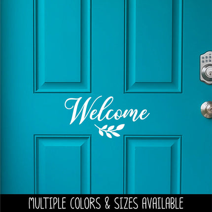 Welcome with Leaves Scroll Vinyl Decal/Sticker