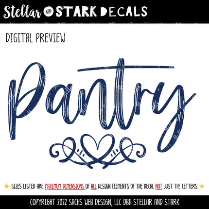 Pantry with Heart Scroll Vinyl Decal/Sticker