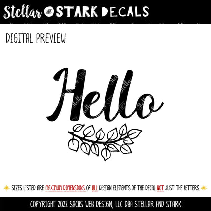 Hello with Branch Vinyl Decal/Sticker