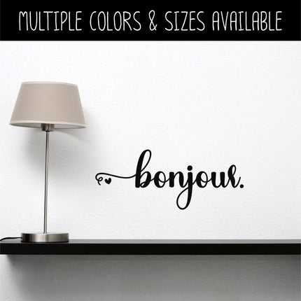 Bonjour with Heart Vinyl Decal/Sticker