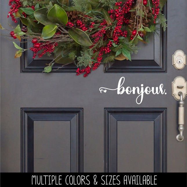Bonjour with Heart Vinyl Decal/Sticker