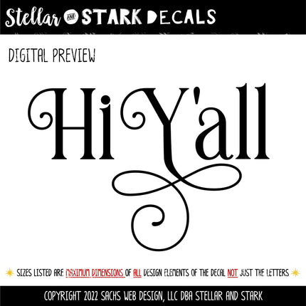 Ornamental Hi Y'all Vinyl Decal/Sticker
