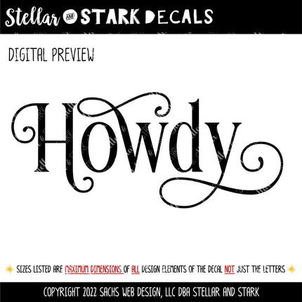 Ornamental Howdy Vinyl Decal/Sticker
