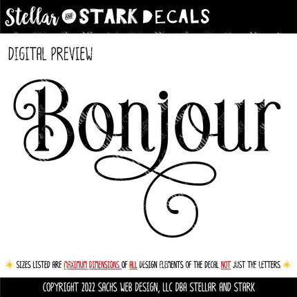 Ornamental Bonjour Vinyl Decal/Sticker