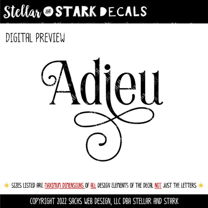Ornamental Adieu Vinyl Decal/Sticker