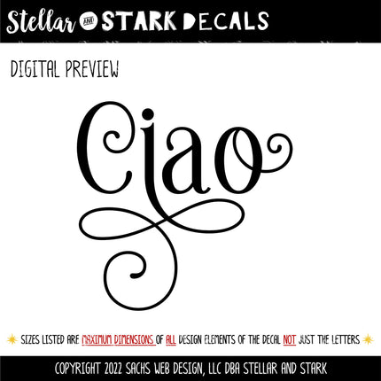 Ornamental Ciao Vinyl Decal/Sticker