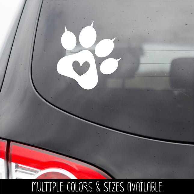 Cat Paw with Heart Vinyl Decal/Sticker