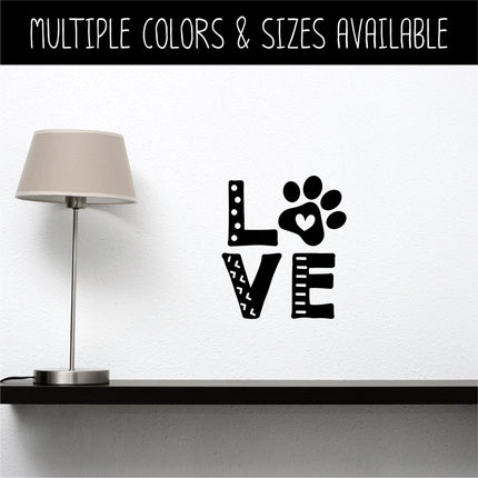 Love with Paw Vinyl Decal/Sticker