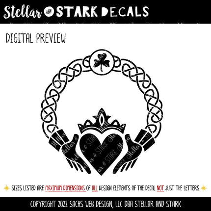 Claddagh Ring Friendship Loyalty Love Vinyl Decal/Sticker