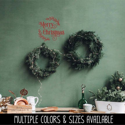 Merry Christmas Wreath Vinyl Decal/Sticker