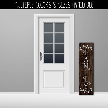 Vertical Family Curved Leaves Vinyl Decal/Sticker