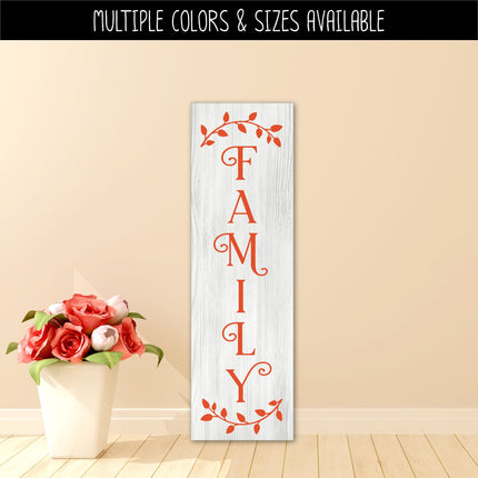 Vertical Family Curved Leaves Vinyl Decal/Sticker