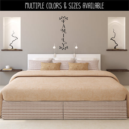Vertical Family Curved Leaves Vinyl Decal/Sticker