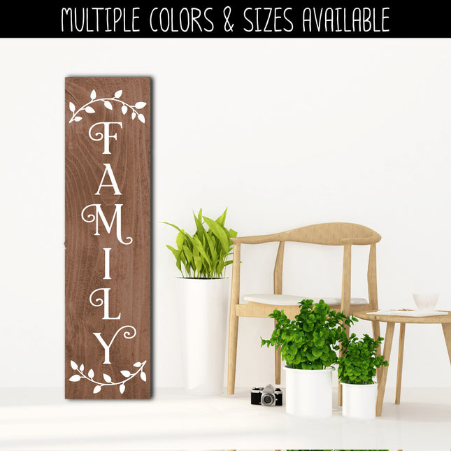 Vertical Family Curved Leaves Vinyl Decal/Sticker