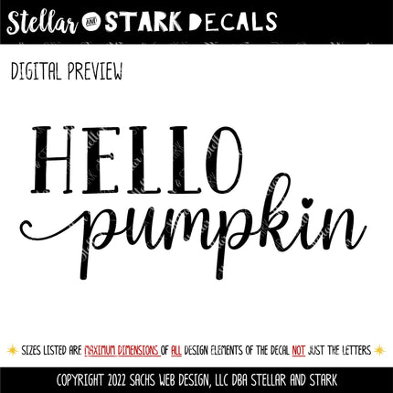 Hello Pumpkin Vinyl Decal/Sticker