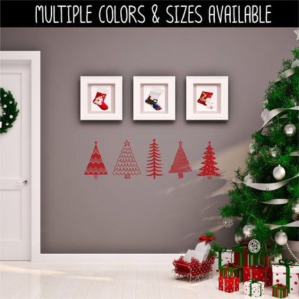 Five Christmas Trees Vinyl Decal/Sticker