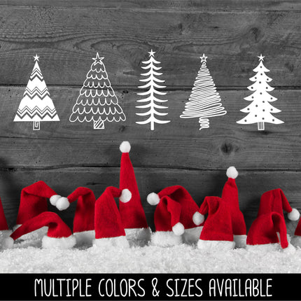 Five Christmas Trees Vinyl Decal/Sticker