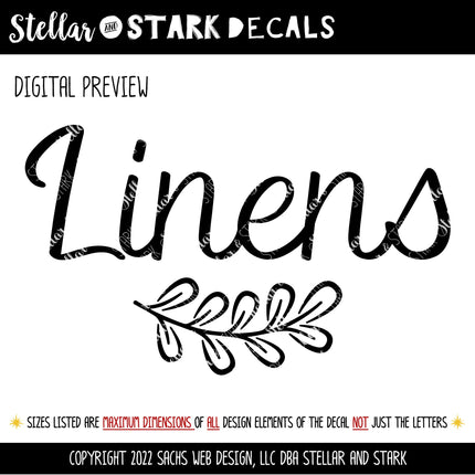 Linens with Leaves Vinyl Decal/Sticker