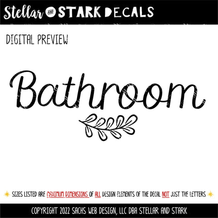 Bathroom with Leaves Vinyl Decal/Sticker