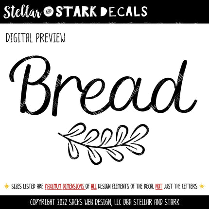 Bread with Leaves Vinyl Decal/Sticker