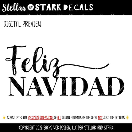 Feliz Navidad Vinyl Decal/Sticker