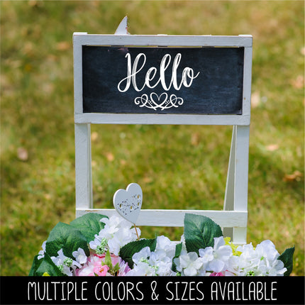 Hello with Heart Scroll Vinyl Decal/Sticker