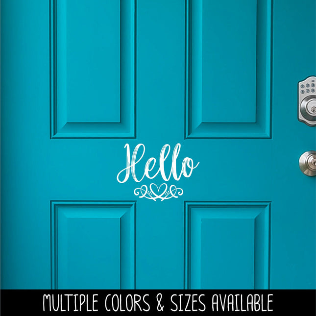 Hello with Heart Scroll Vinyl Decal/Sticker