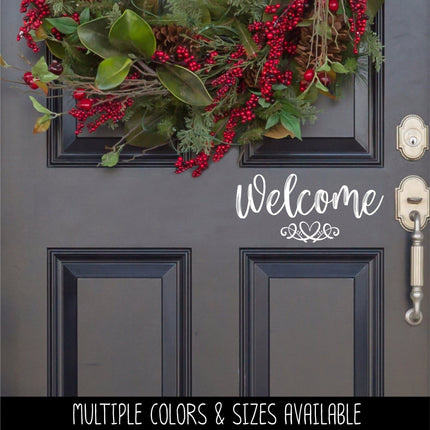Welcome with Heart Scroll Vinyl Decal/Sticker