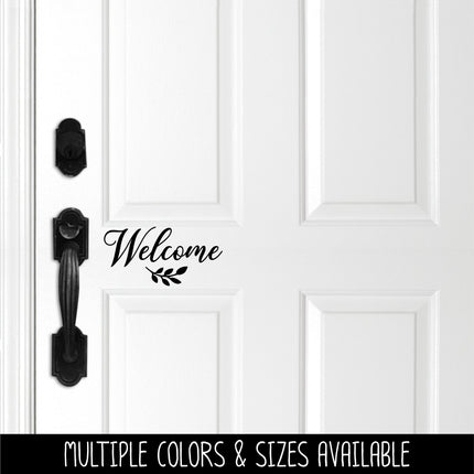 Welcome with Leaves Scroll Vinyl Decal/Sticker