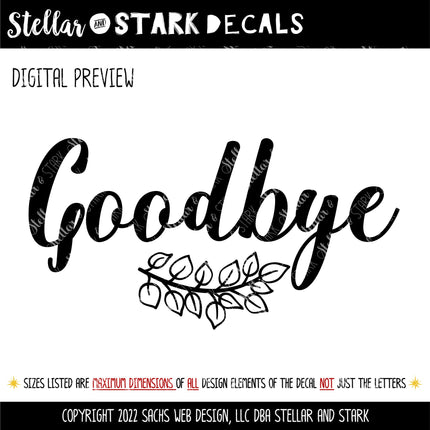Goodbye with Branch Vinyl Decal/Sticker