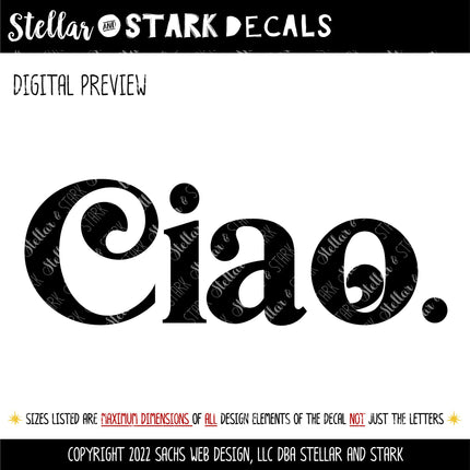 Chunky Ciao Vinyl Decal/Sticker