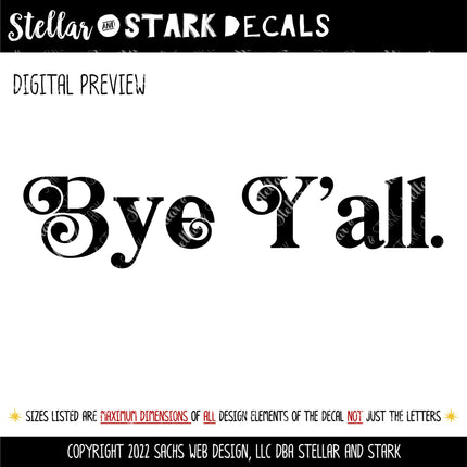 Chunky Bye Y'all Vinyl Decal/Sticker