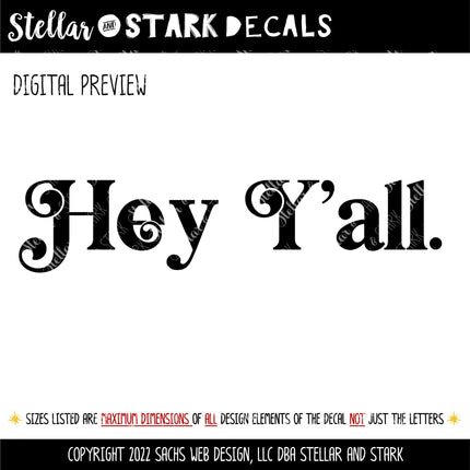 Chunky Hey Y'all Vinyl Decal/Sticker