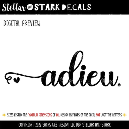 Adieu Heart Vinyl Decal/Sticker