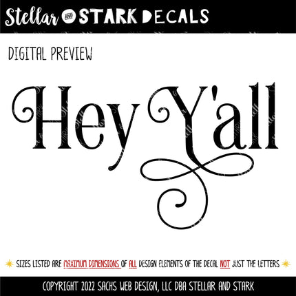 Ornamental Hey Y'all Vinyl Decal/Sticker