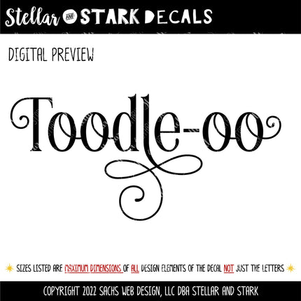 Ornamental Toodle-oo Vinyl Decal/Sticker