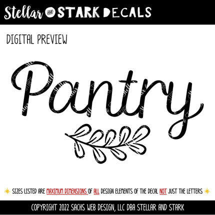 Pantry with Leaves Scroll Vinyl Decal/Sticker